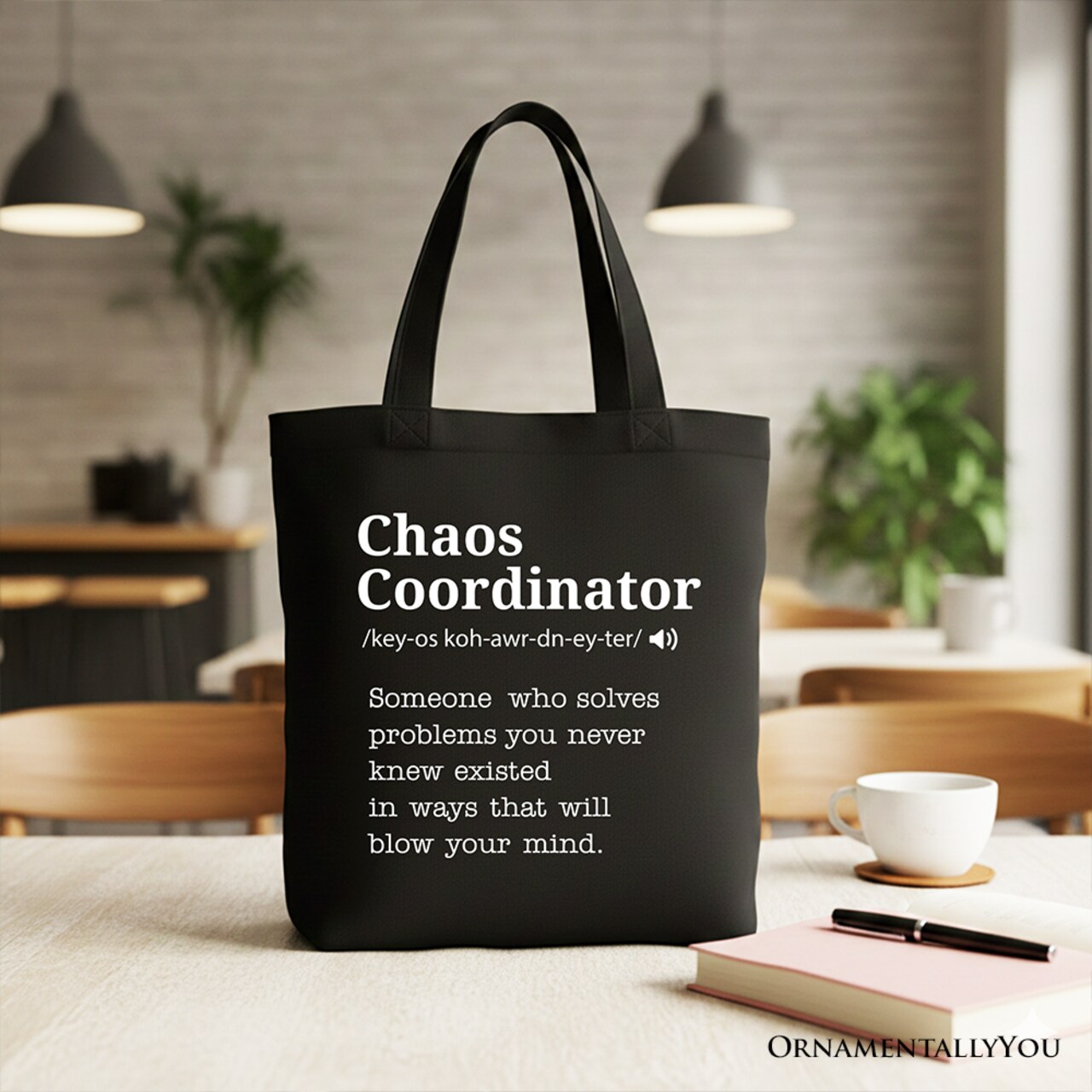 Chaos Coordinator Definition Canvas Tote Bag, Funny Gift Shopper for Busy Moms